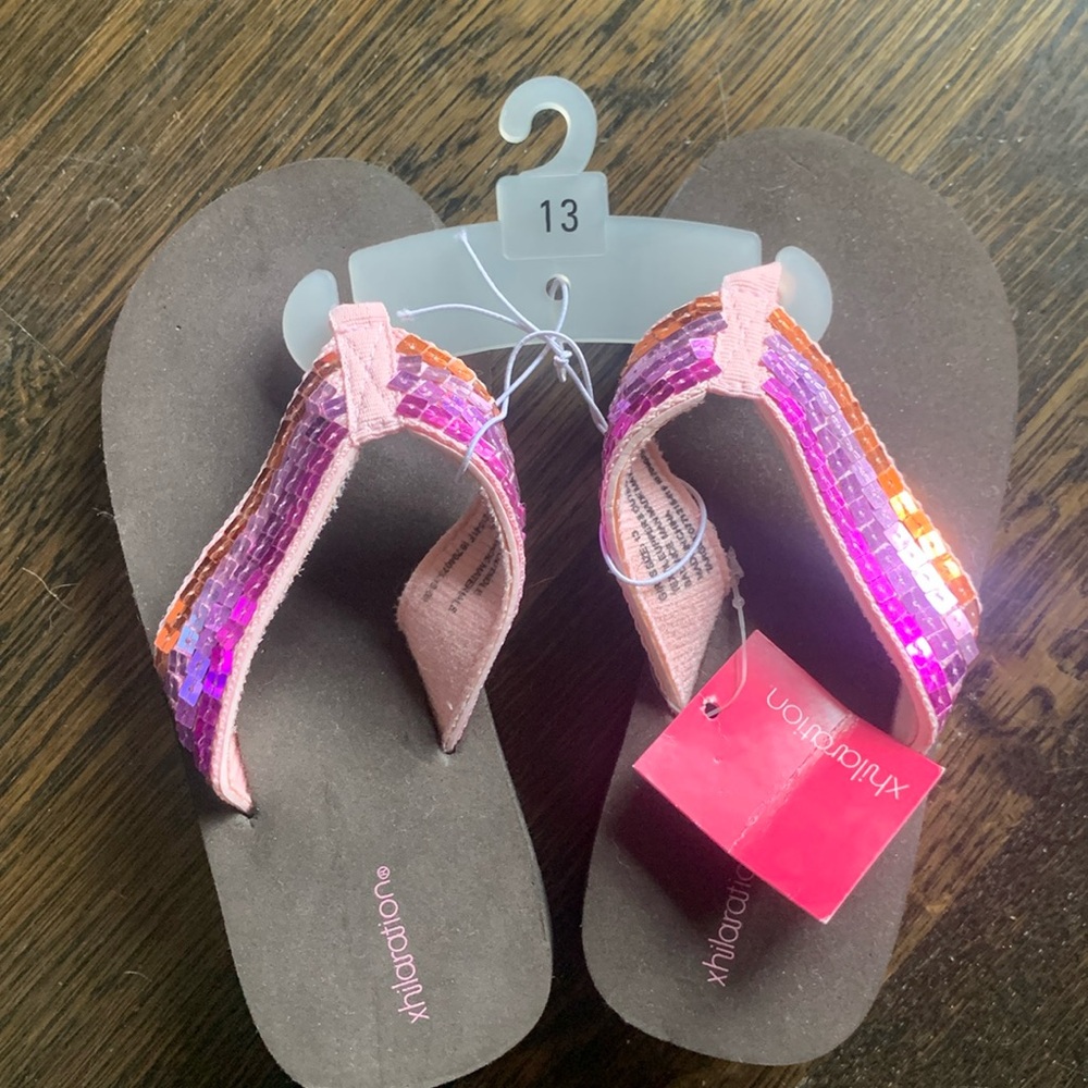 Sequins flip sandals. Never worn, original packaging